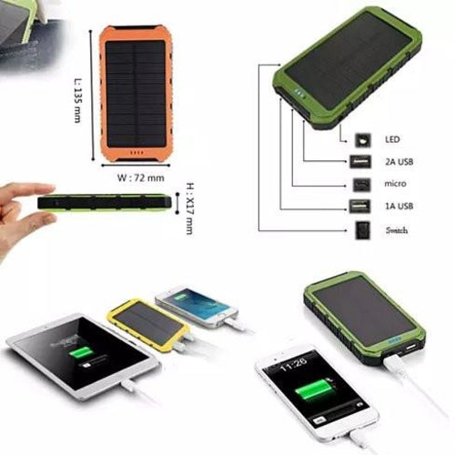 Solcellsdriven Powerbank 6000mAh – Dubbel USB-laddning för Resor & Friluftsliv