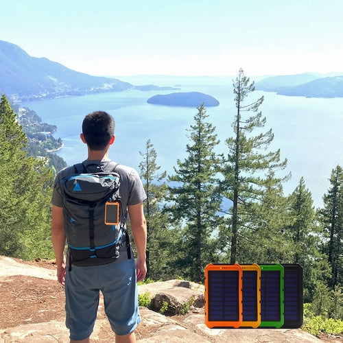 Solcellsdriven Powerbank 6000mAh – Dubbel USB-laddning för Resor & Friluftsliv